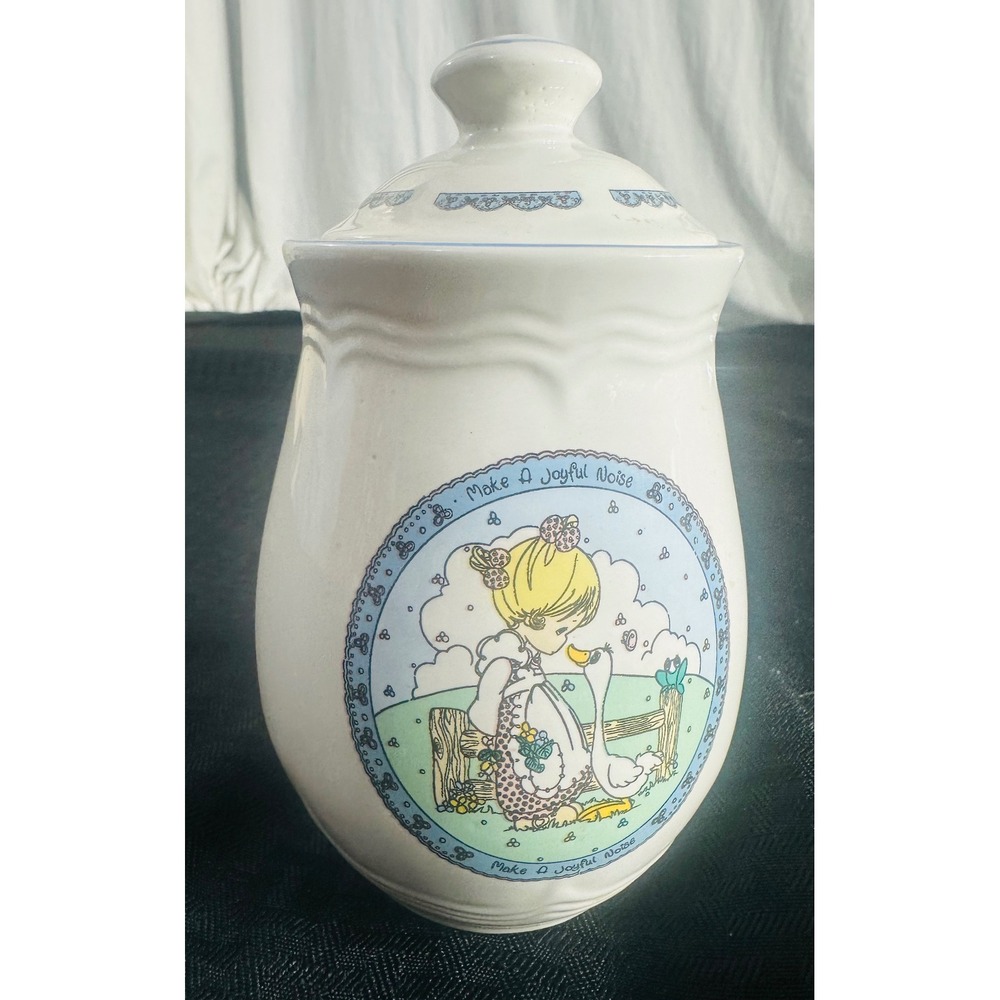 Vintage 1992 Precious Moments Make A Joyful Noise Canister Lid Cottagecore Goose